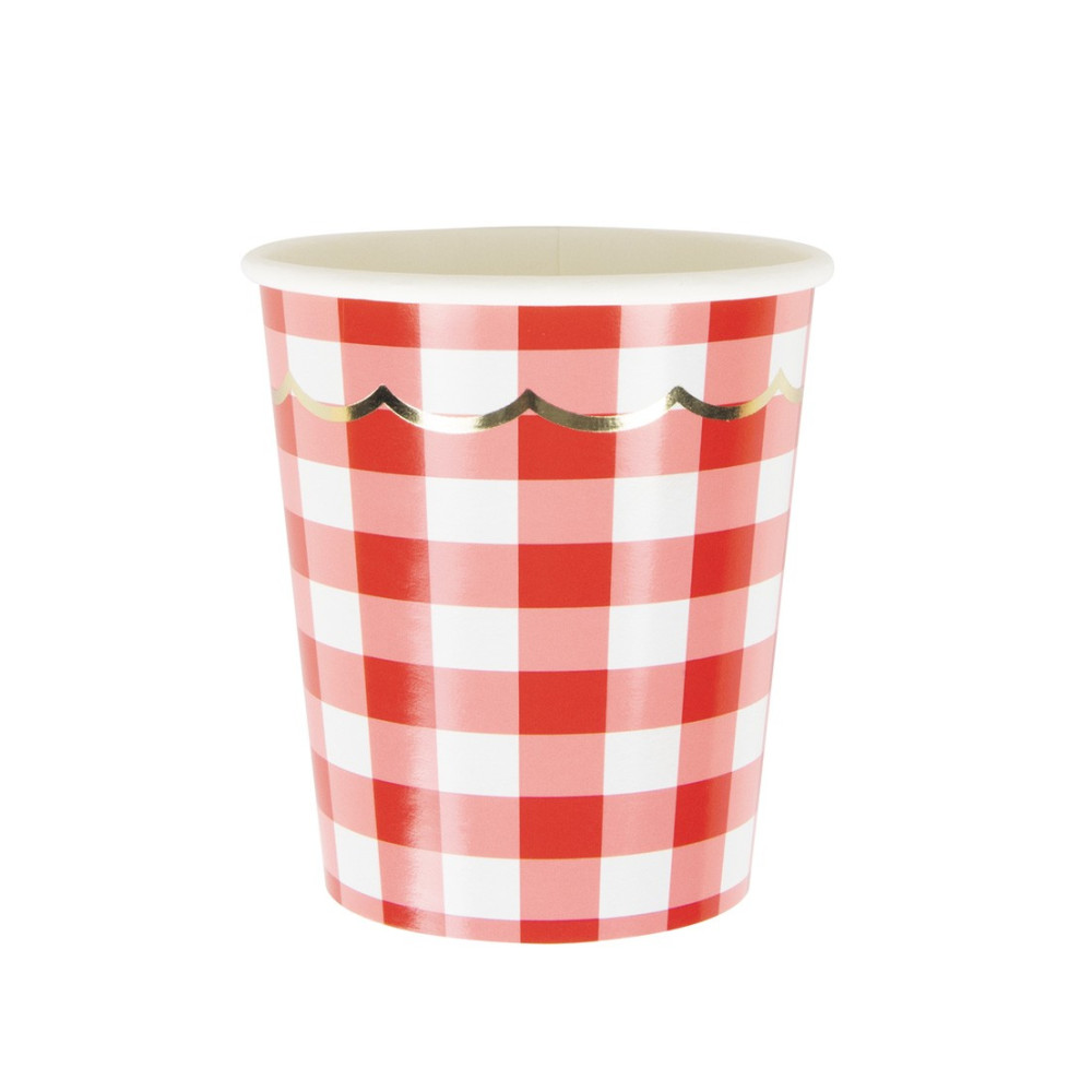 8 gobelets vichy rouge - 20 cl