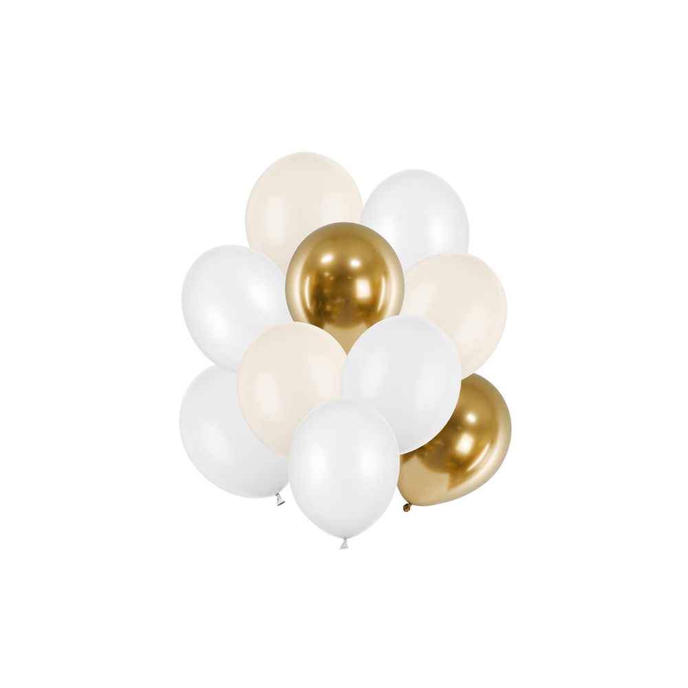 10 ballons en latex – Nude et doré – 27 cm