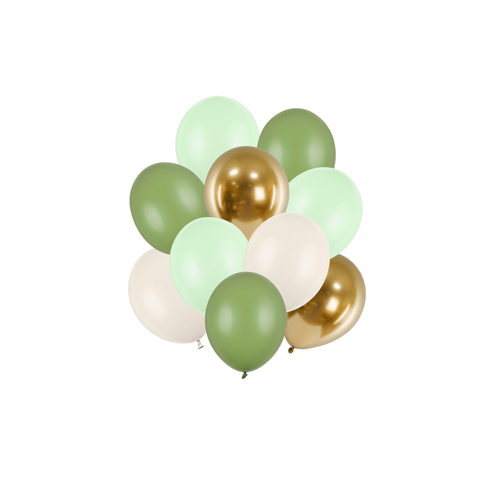 10 ballons en latex – Nuances de vert – 27 cm