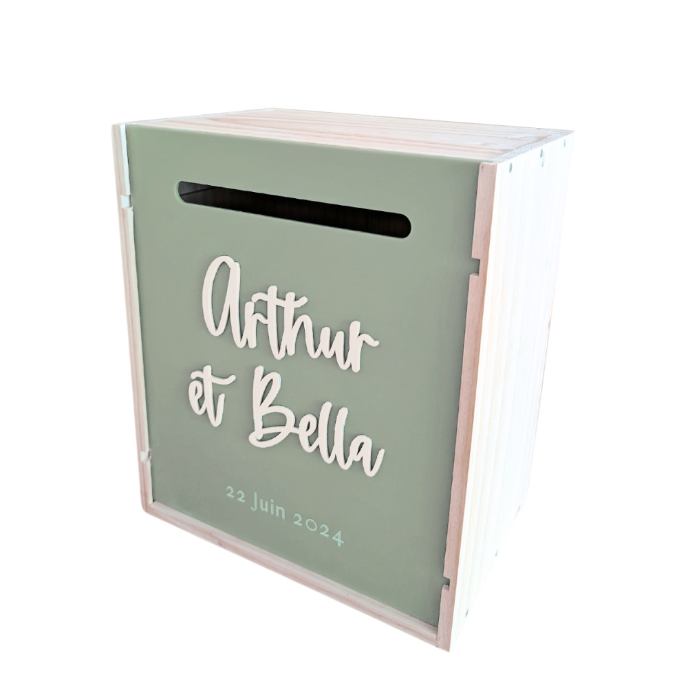 Urne en bois et plexiglas personnalisable "Sauge"