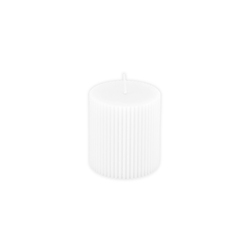Bougie cylindrique blanche cannelée - 7 cm