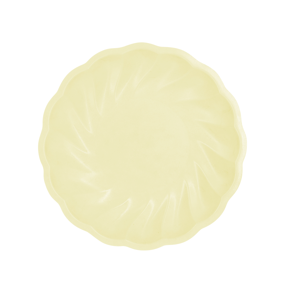 6 assiettes écologiques jaune pastel - 23 cm