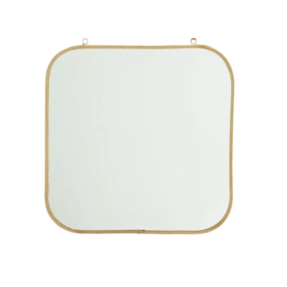 Miroir carré laiton doré - 28 cm