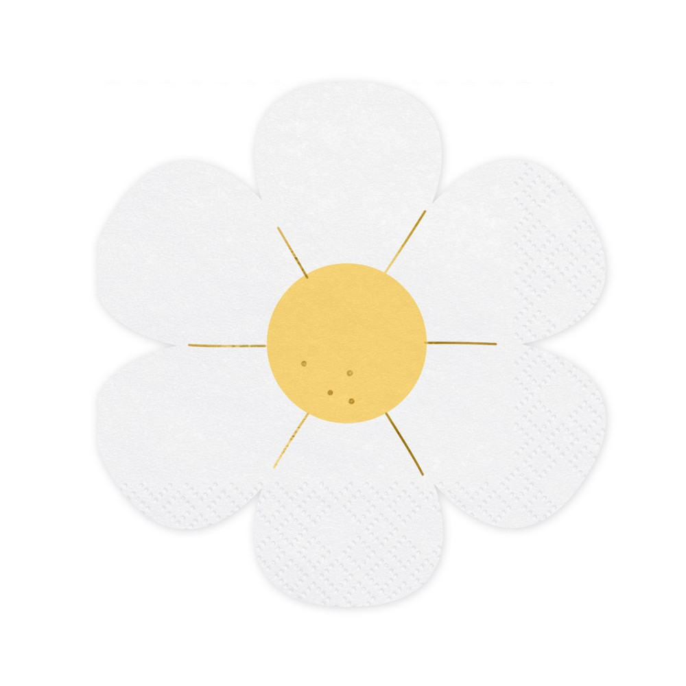 12 serviettes blanches et jaunes "marguerite"