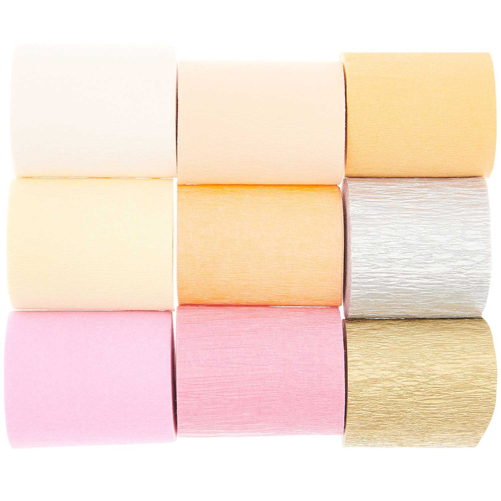 9 rouleaux crépon "sorbet pêche" - 90m