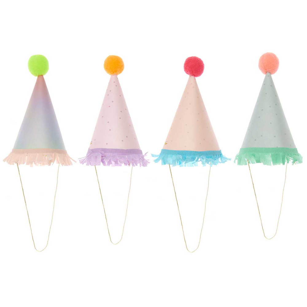 8 chapeaux de fête pastel