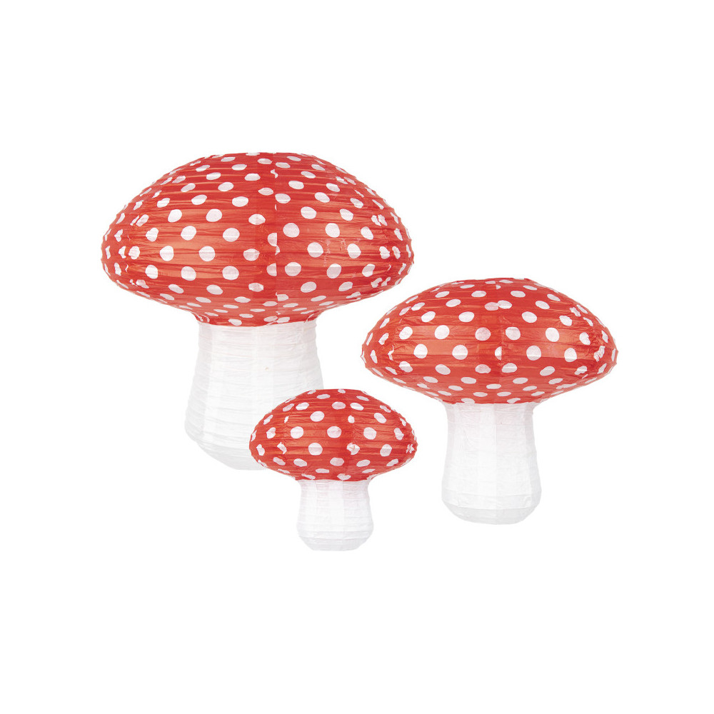Lot de 3 lampions "champignon"