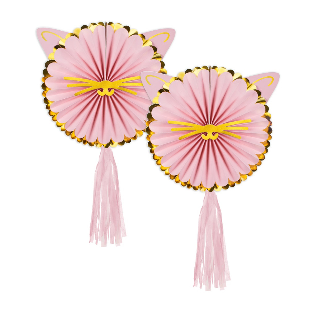 2 rosaces roses "chat"