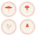 8 assiettes rondes "champignon" - 22 cm