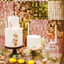 Panneau de fond à paillettes - or rose