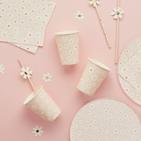 8 gobelets "marguerite rose...