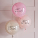 Lot de 3 doubles ballons nude "happy birthday"