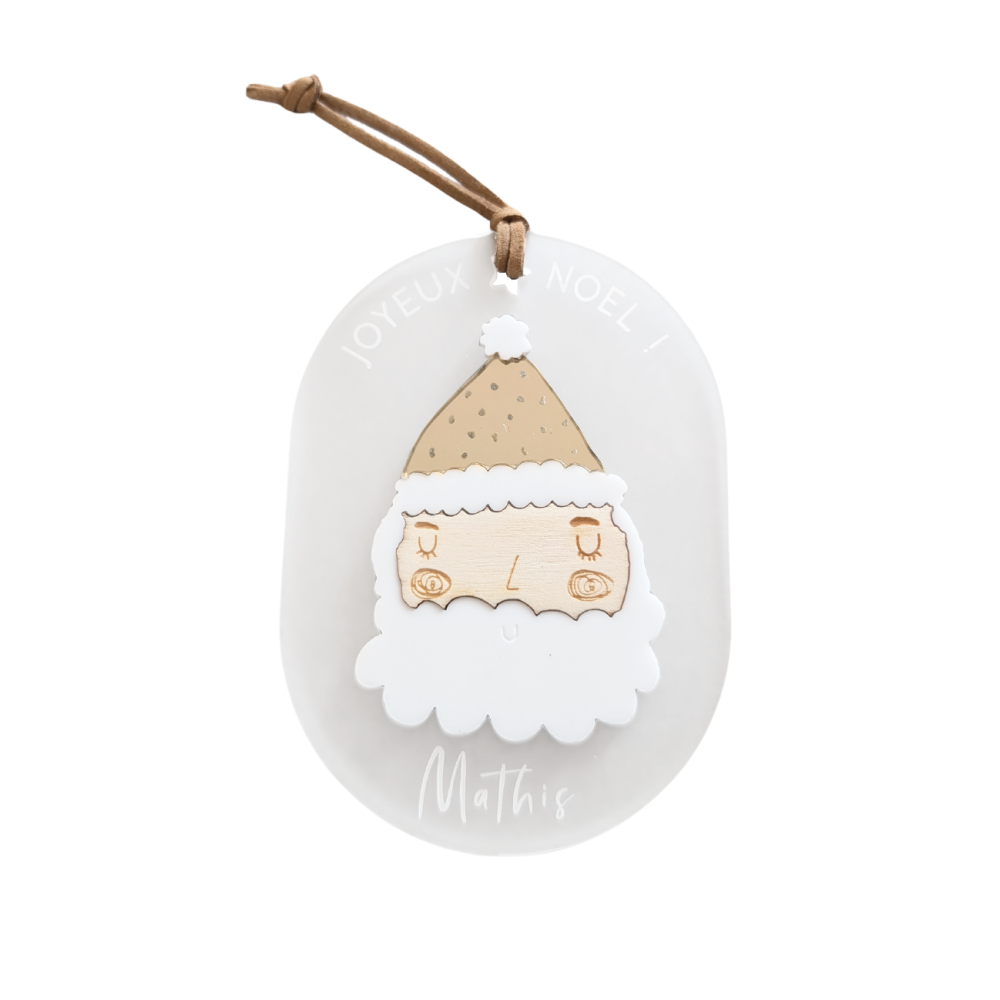 Décoration de sapin en plexiglas personnalisable "Papa Noël"