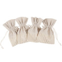4 pochons lin et rayures dorées - 14 cm