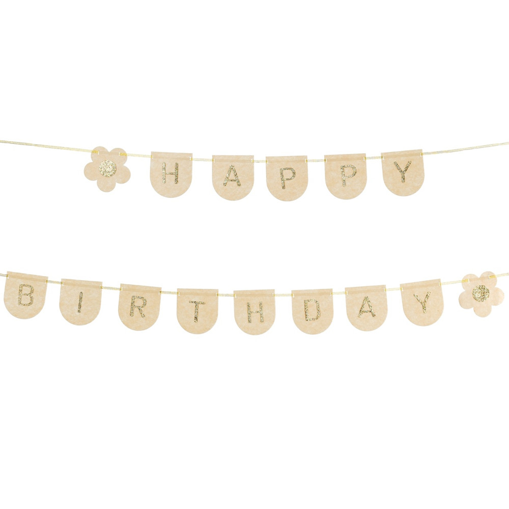 Guirlande happy birthday en feutrine "marguerite" - 3 m