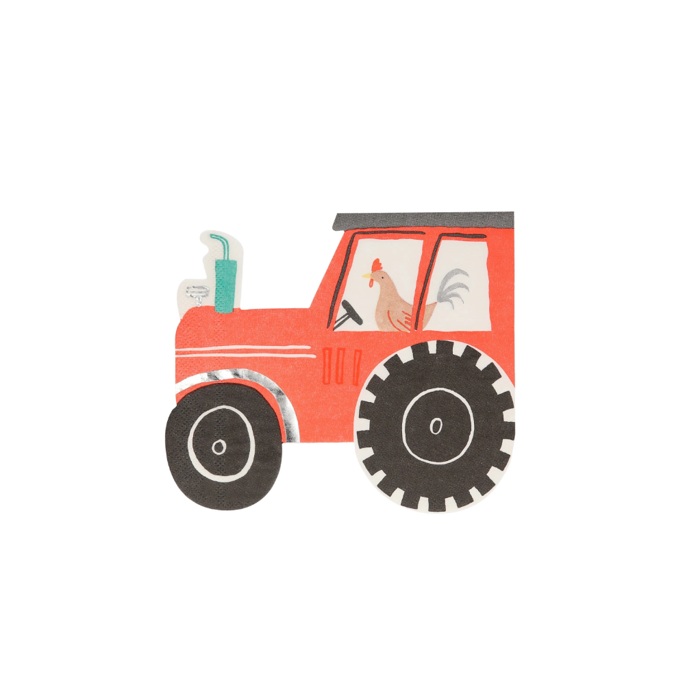 16 serviettes "tracteur à la ferme"