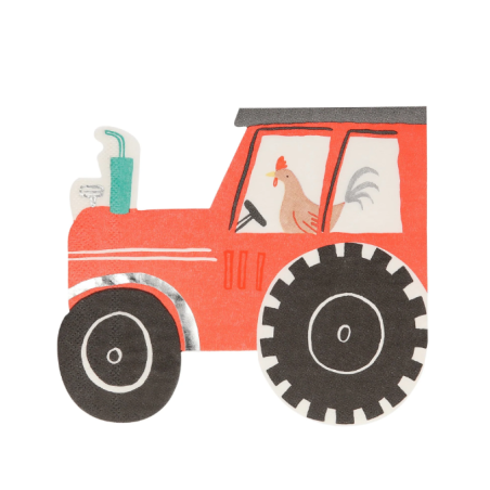 40 Serviettes D'anniversaire Motif Tracteur - 33x33 Cm, Papier Qualité, Fête Enfants, Thème Ferme