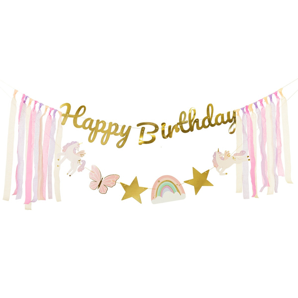 Guirlande happy birthday "licorne" - 230 cm