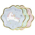 6 assiettes "licorne" - 18 cm