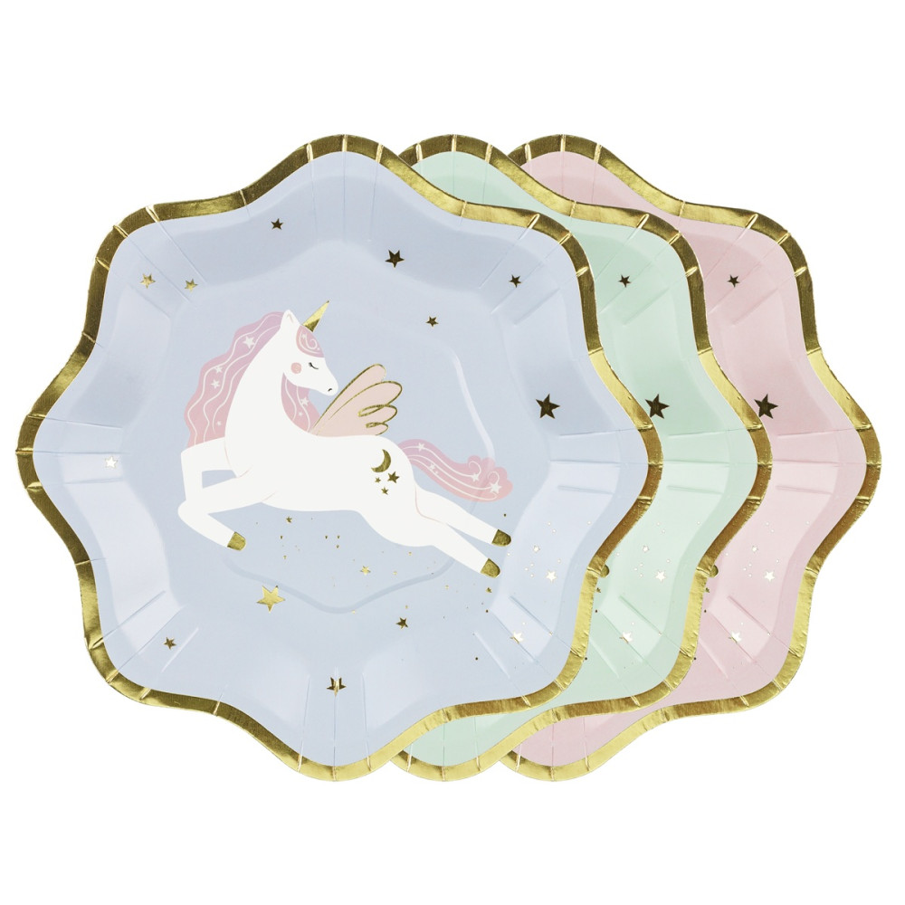 6 assiettes "licorne" - 18 cm
