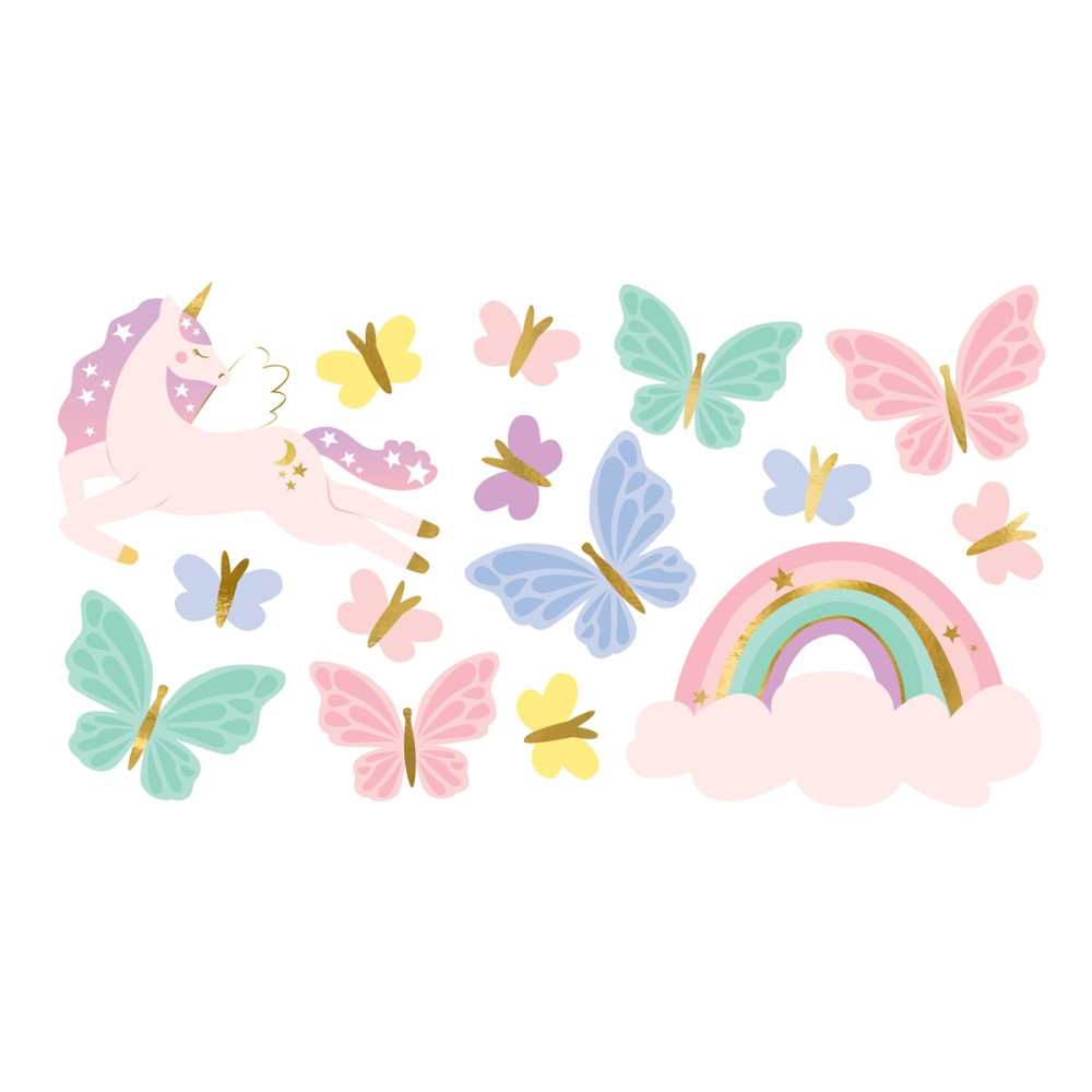 Planche de tatouages "licorne et papillon"