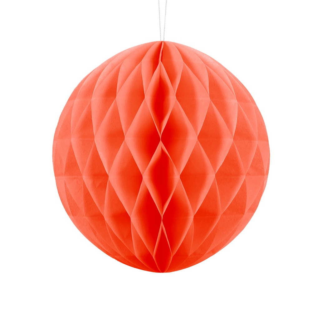 Boule alvéolée orange corail -  20 cm