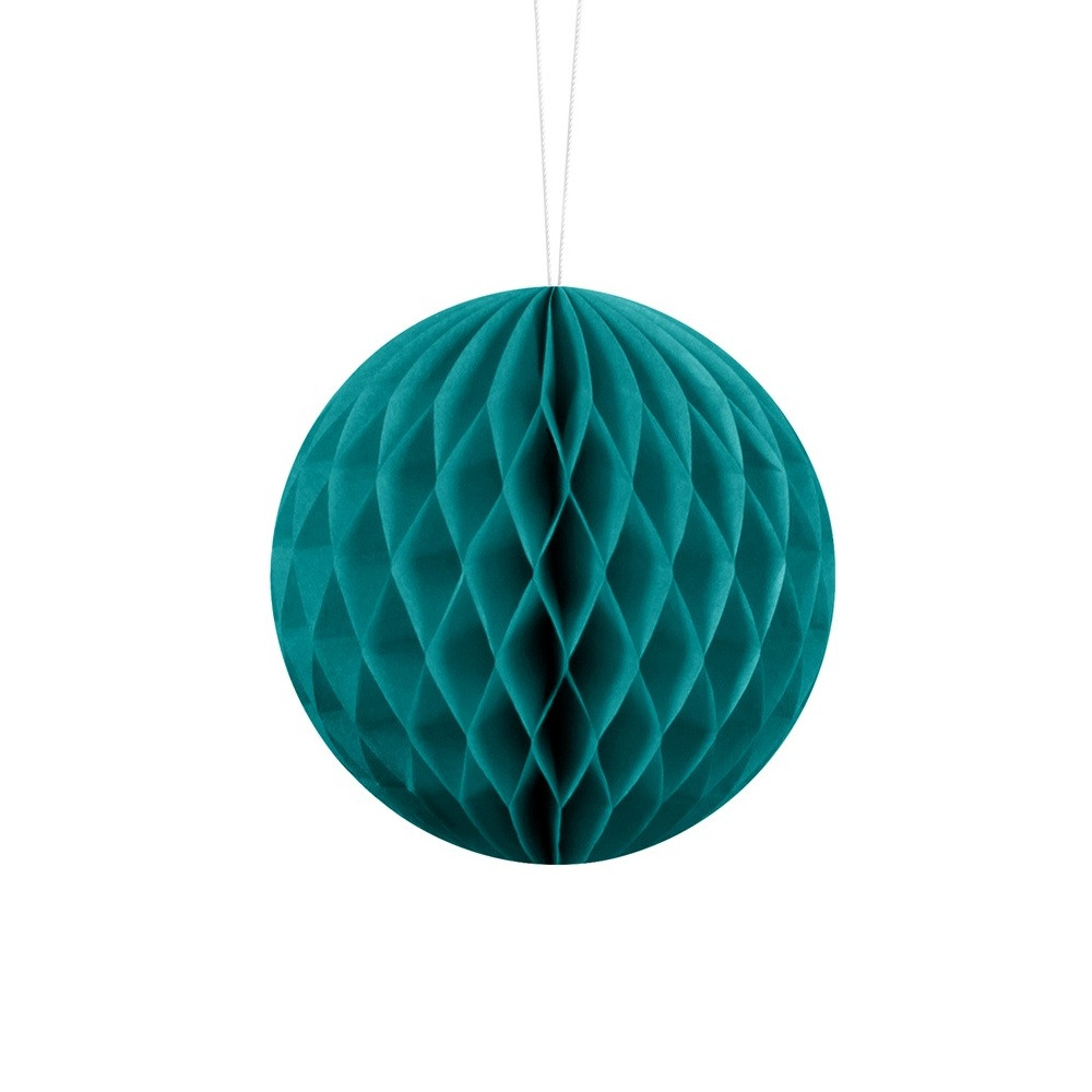 Boule de papier alvéolé - bleu lagon pastel - 10cm