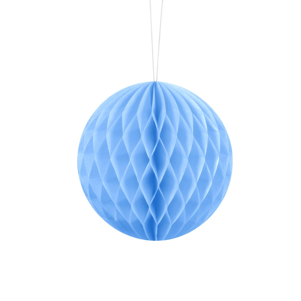 Boule de papier alvéolé - bleu clair - 10cm