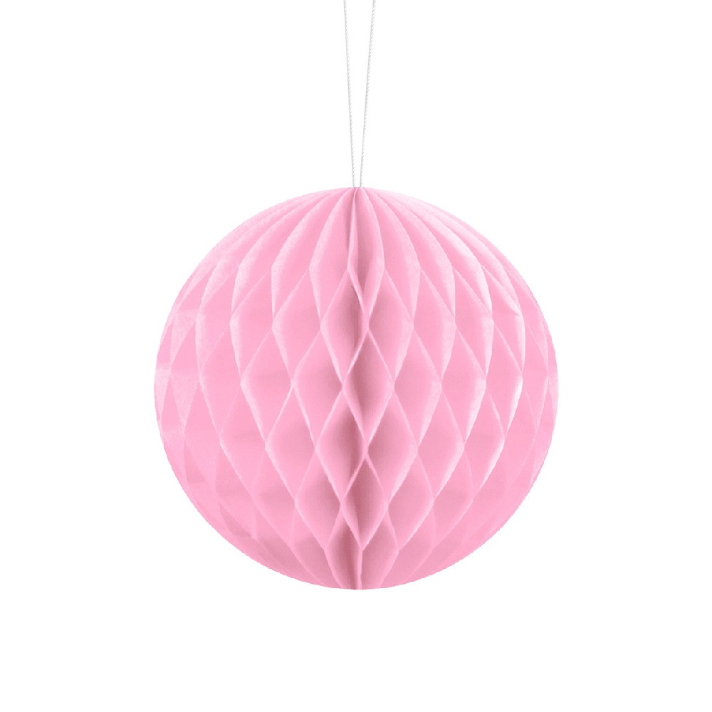 Boule alvéolée rose pastel -  10 cm