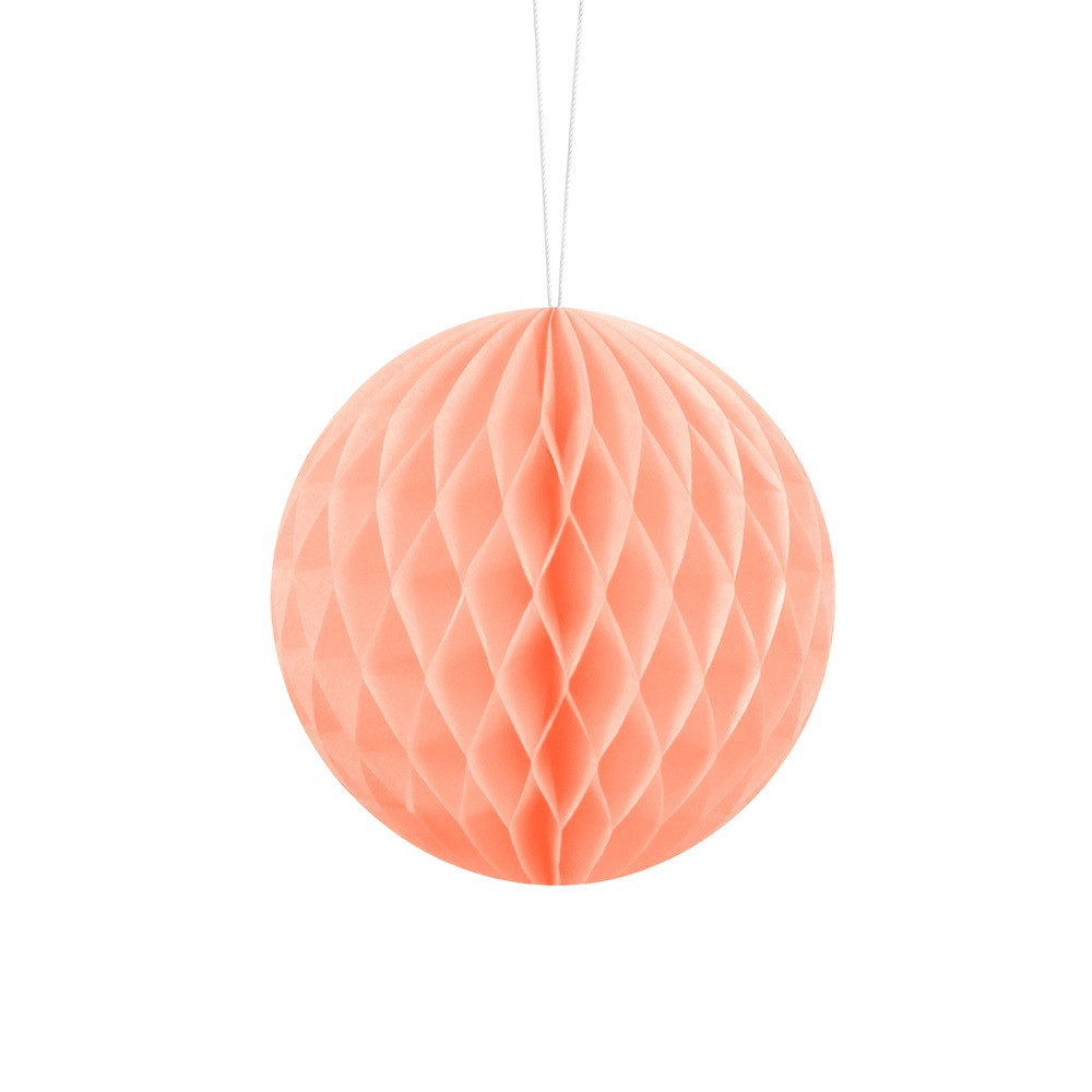 Boule de papier alvéolé - pêche clair - 10cm