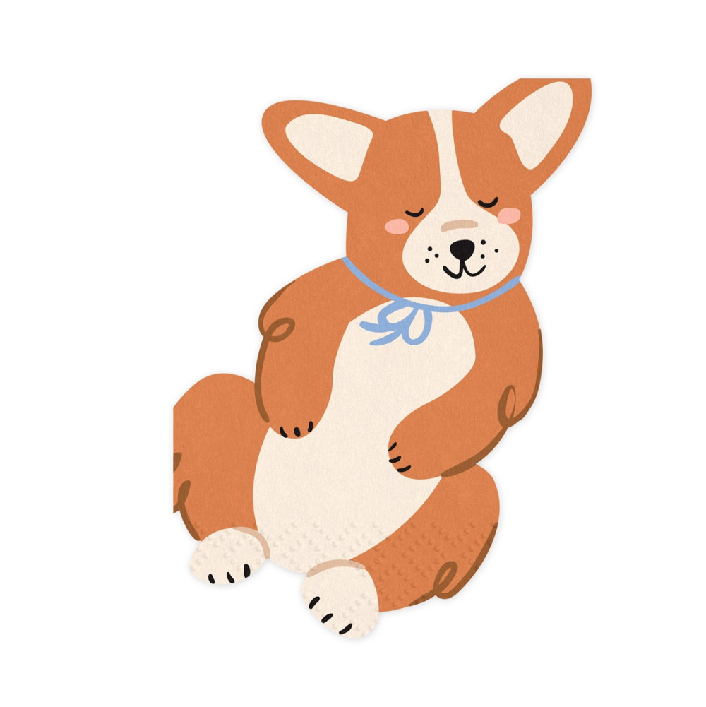 12 serviettes "chien corgi" - 15 cm