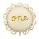 Ballon mylar dentelle One - crème