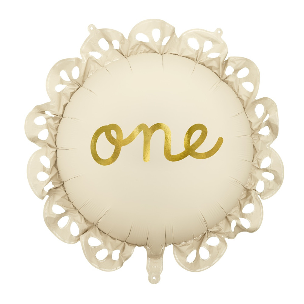 Ballon mylar dentelle One - crème