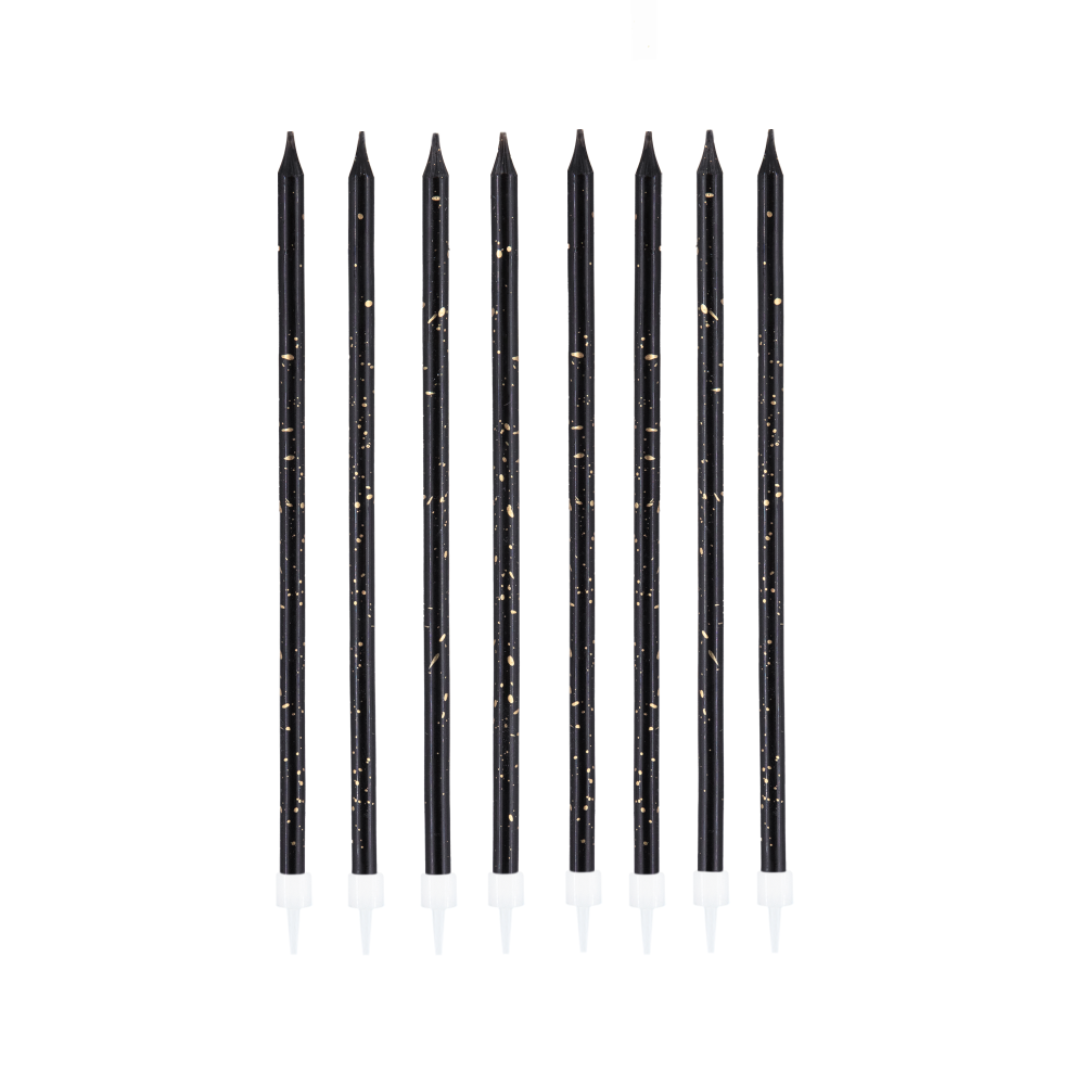 8 bougies longues "black and gold"