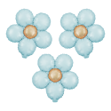 3 ballons mylar "marguerite bleue" - 45 cm