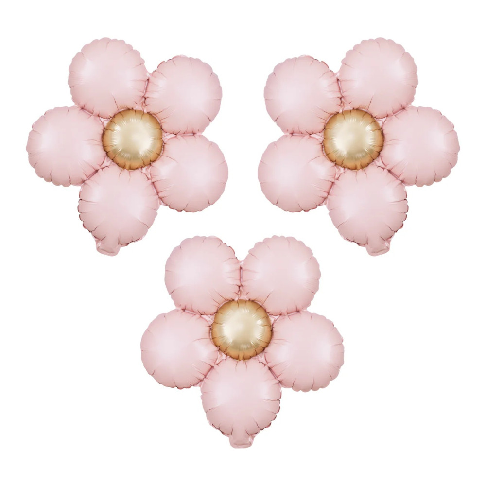 3 ballons mylar "marguerite rose" - 45 cm