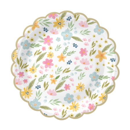 6 assiettes "fleurs...