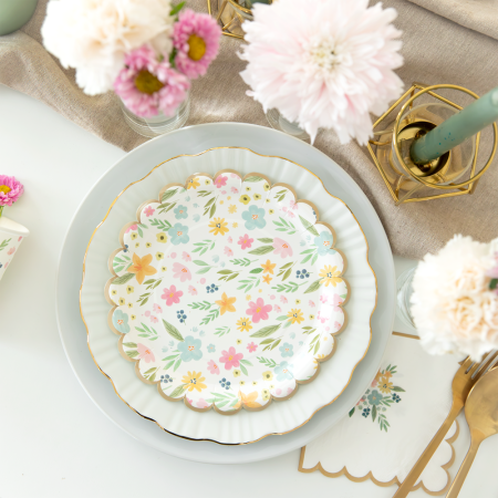 6 assiettes "fleurs...