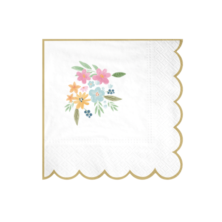 12 serviettes "fleurs...