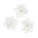 3 fleurs papier crépon "blanc" - Taille S