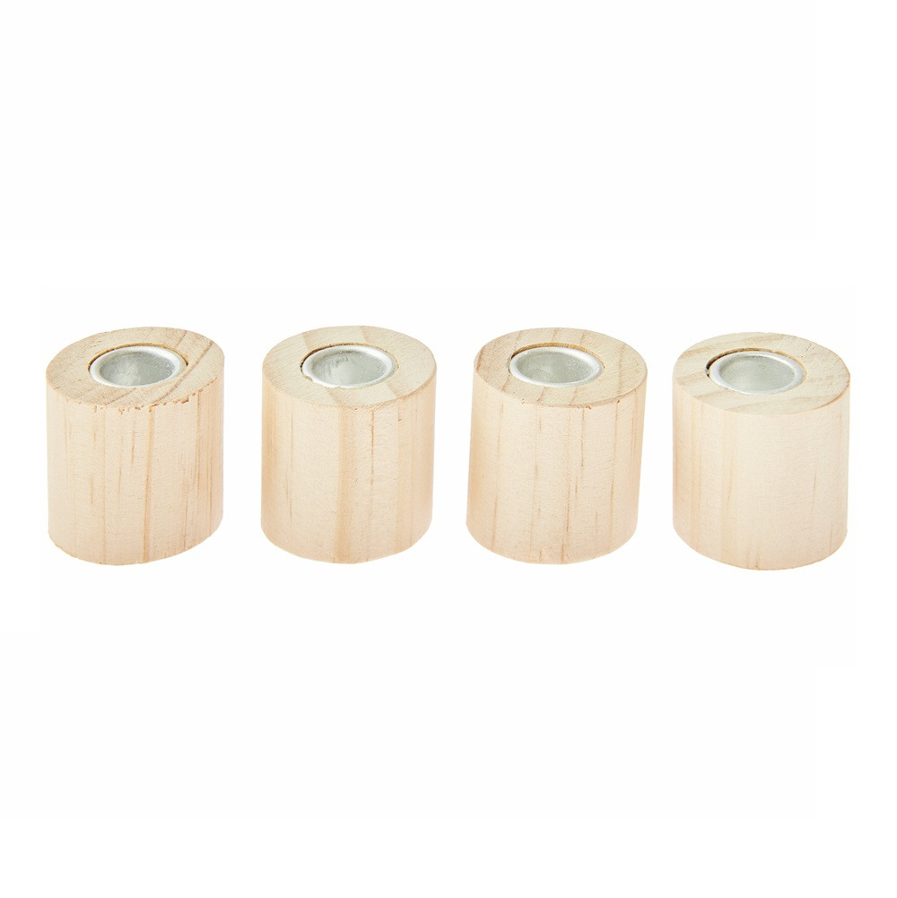 4 mini bougeoirs en bois "cylindre" - 3 cm