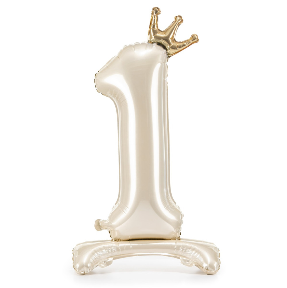 Ballon mylar debout chiffre ''1'' - 84 cm - crème clair