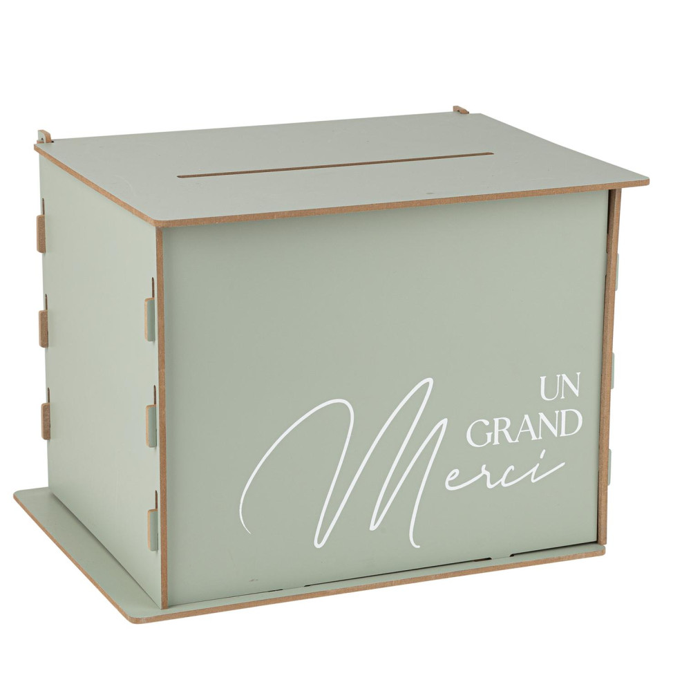 Urne en bois vert de gris "Un grand Merci"