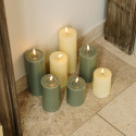 Bougie LED cylindrique "vert sauge" - 10 cm