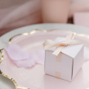 10 boîtes blanches et ruban nude - 5 cm