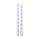 2 bougies cierges torsadées "mauve" - 25 cm