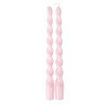 2 bougies cierges torsadées "rose pastel" - 25 cm