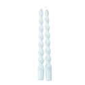 2 bougies cierges torsadées "bleu pastel" - 25 cm