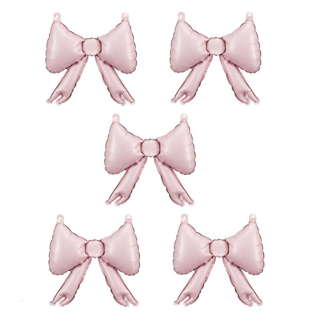 5 mini ballons mylar "nœud rose" - 25 cm