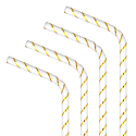 10 pailles blanches rayures dorées